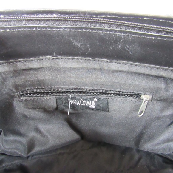 Pineda Covalin Black Leather Embossed Shoulder Bag Classy Chic - Picture 6 of 7